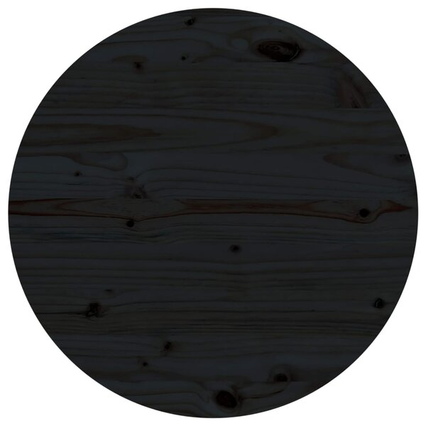 Blat stołu, czarny, Ø60x2,5 cm, lite drewno sosnowe