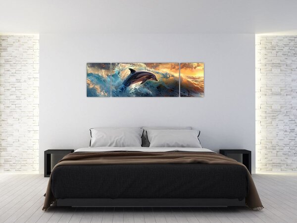 Obraz - Delfin, ilustracje (170x50 cm)