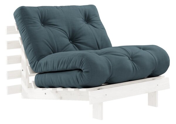 Fotel rozkładany z niebieskozielonym pokryciem Karup Design Roots White/Petrol Blue