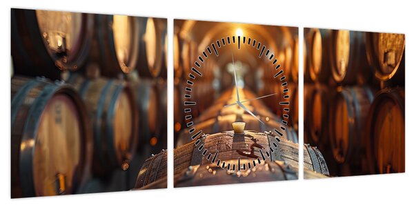 Obraz - Piwniczka na wino (z zegarem) (90x30 cm)
