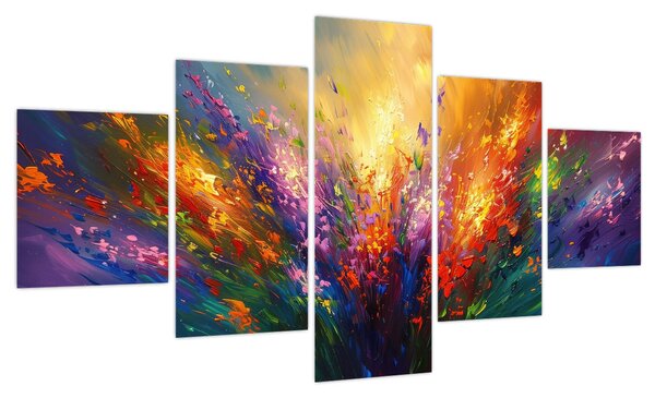 Obraz - Abstrakcja kwiatów (125x70 cm)