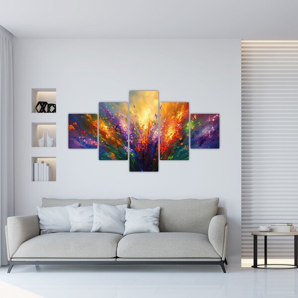 Obraz - Abstrakcja kwiatów (125x70 cm)