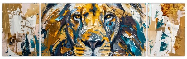 Obraz - Abstrakcyjny obraz olejny z lwem (170x50 cm)