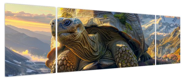 Obraz - Żółw i górski krajobraz (170x50 cm)