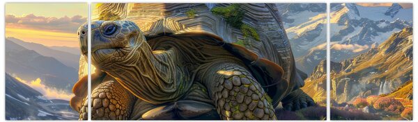 Obraz - Żółw i górski krajobraz (170x50 cm)