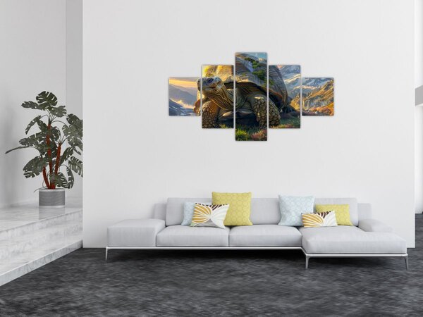 Obraz - Żółw i górski krajobraz (125x70 cm)