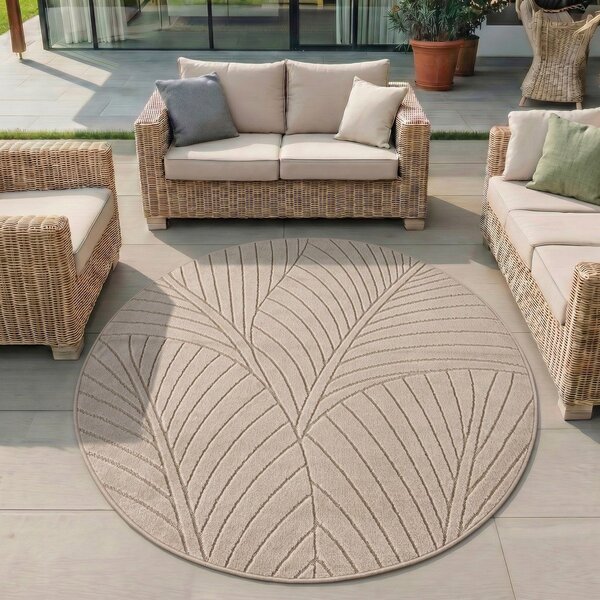 Beżowy okrągły dywan odpowiedni na zewnątrz ø 80 cm Nova 1203 – Ayyildiz Carpets