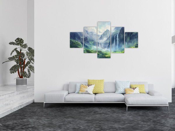 Obraz - Dolina wodospadów (125x70 cm)