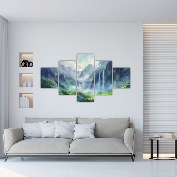 Obraz - Dolina wodospadów (125x70 cm)