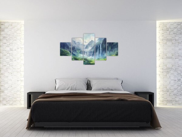 Obraz - Dolina wodospadów (125x70 cm)
