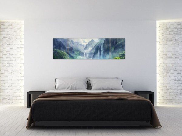 Obraz - Dolina wodospadów (170x50 cm)
