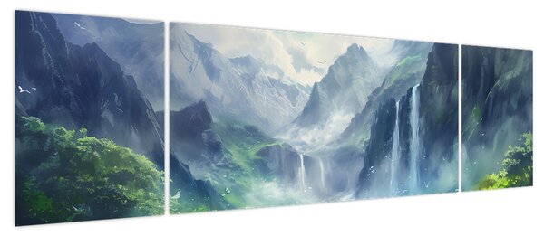Obraz - Dolina wodospadów (170x50 cm)
