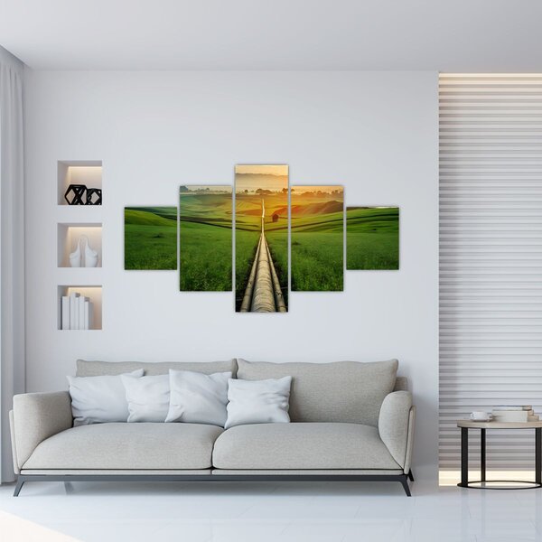 Obraz - Wschód słońca nad doliną (125x70 cm)