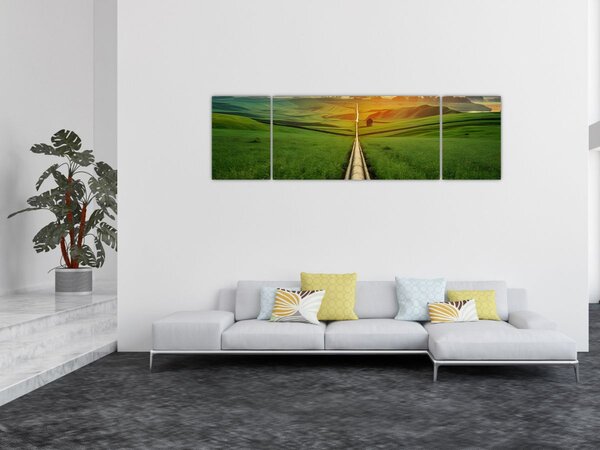Obraz - Wschód słońca nad doliną (170x50 cm)