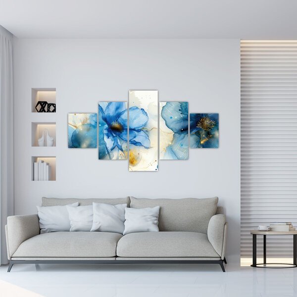 Obraz - Kwiatowy, malowany tuszem (125x70 cm)