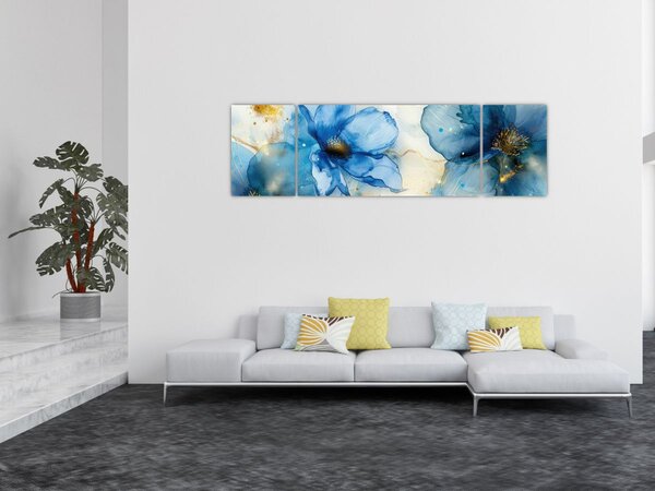 Obraz - Kwiatowy, malowany tuszem (170x50 cm)