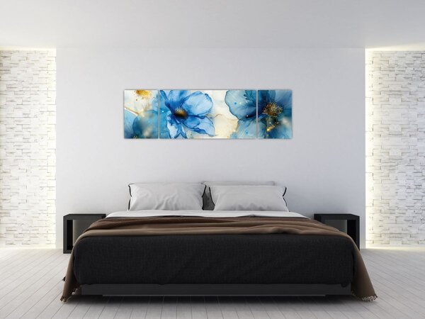 Obraz - Kwiatowy, malowany tuszem (170x50 cm)
