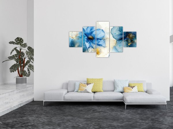 Obraz - Kwiatowy, malowany tuszem (125x70 cm)