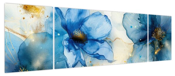 Obraz - Kwiatowy, malowany tuszem (170x50 cm)