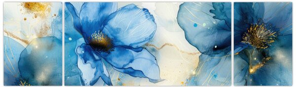 Obraz - Kwiatowy, malowany tuszem (170x50 cm)