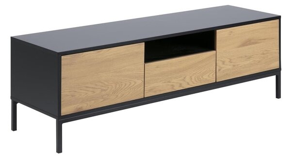 Czarno-naturalna szafka pod TV w dekorze dębu 140x45 cm Seaford – Actona