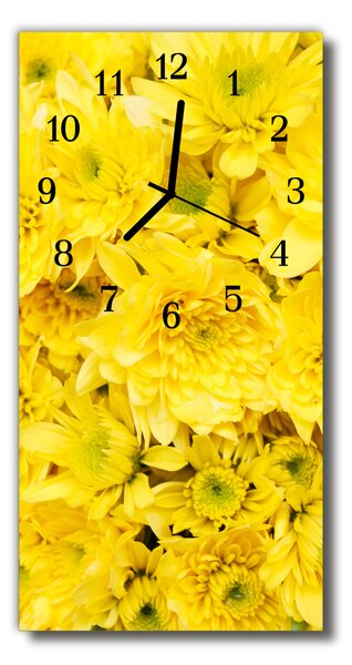 Zegar Szklany Pionowy Kwiaty Kwiaty żółty