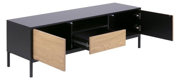 Czarno-naturalna szafka pod TV w dekorze dębu 140x45 cm Seaford – Actona