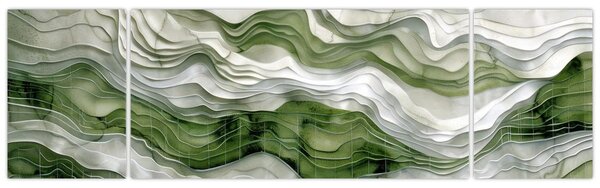 Obraz - Zielone i białe zmarszczki (170x50 cm)