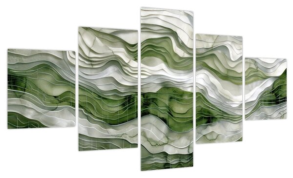 Obraz - Zielone i białe zmarszczki (125x70 cm)