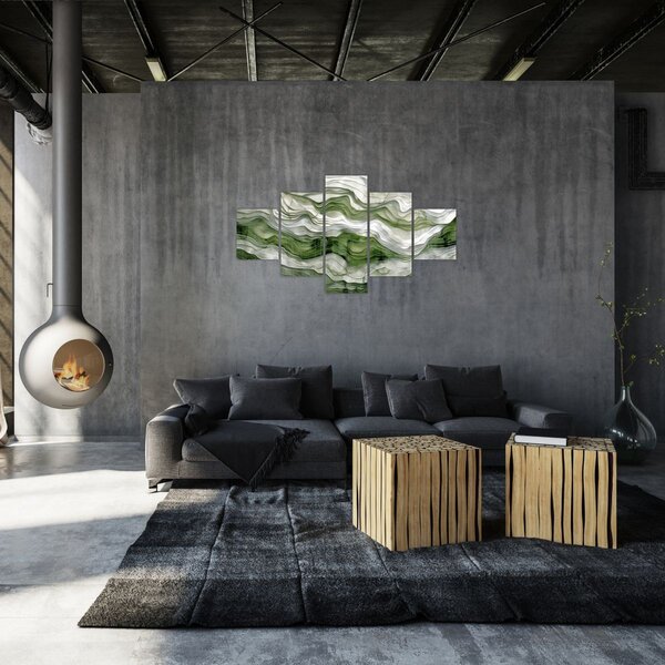 Obraz - Zielone i białe zmarszczki (125x70 cm)
