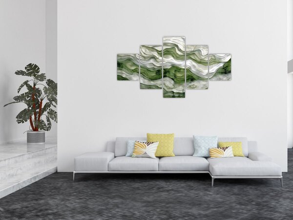 Obraz - Zielone i białe zmarszczki (125x70 cm)