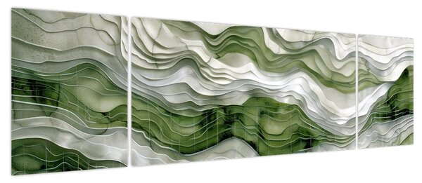 Obraz - Zielone i białe zmarszczki (170x50 cm)