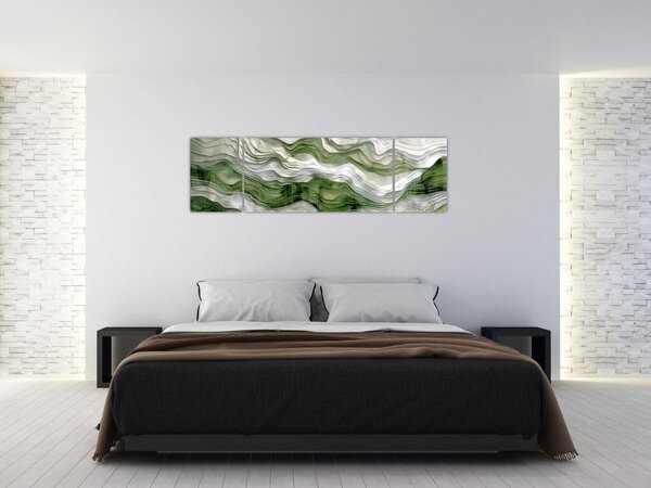 Obraz - Zielone i białe zmarszczki (170x50 cm)