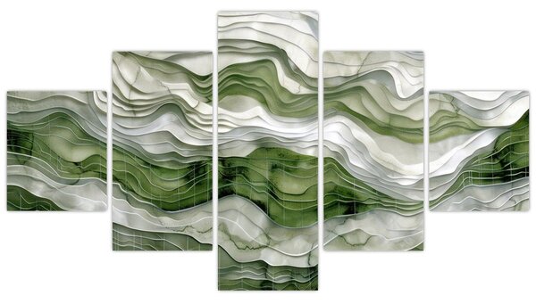 Obraz - Zielone i białe zmarszczki (125x70 cm)