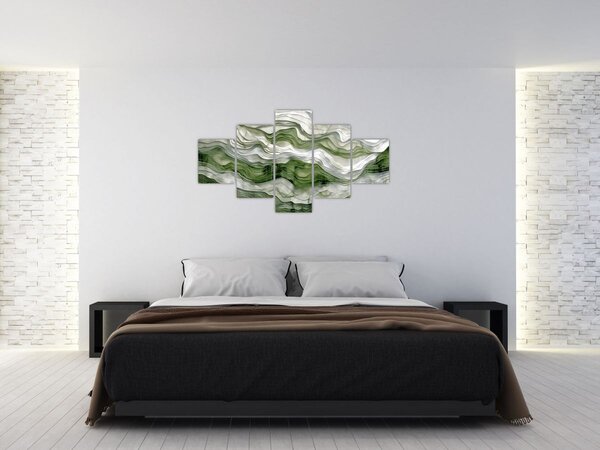 Obraz - Zielone i białe zmarszczki (125x70 cm)