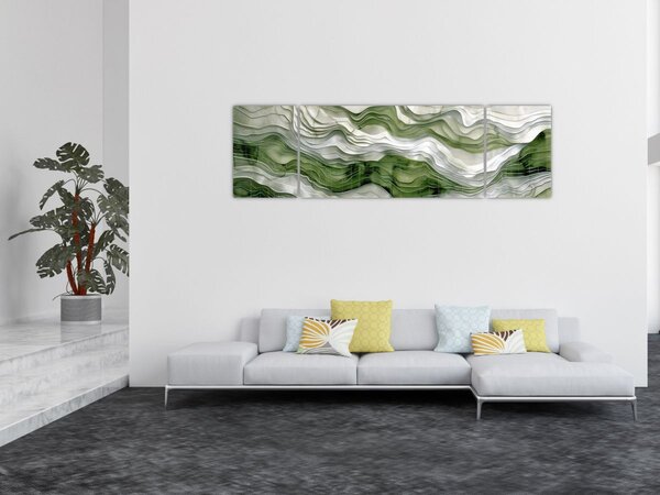 Obraz - Zielone i białe zmarszczki (170x50 cm)