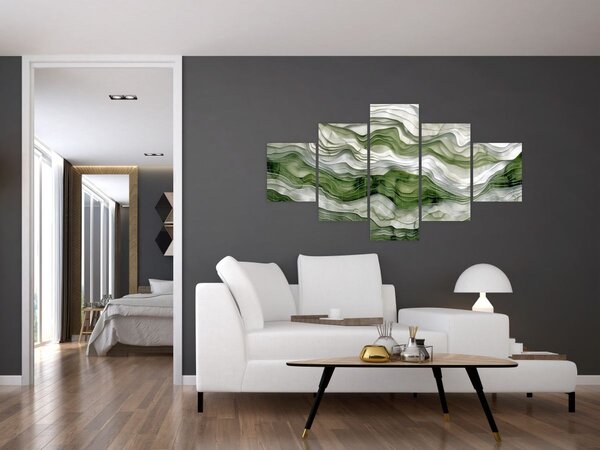 Obraz - Zielone i białe zmarszczki (125x70 cm)