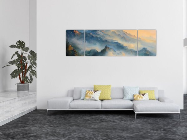 Obraz - Malowany górski krajobraz (170x50 cm)
