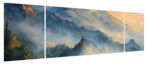 Obraz - Malowany górski krajobraz (170x50 cm)