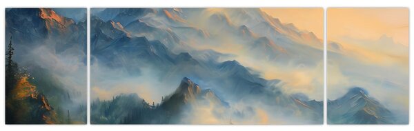 Obraz - Malowany górski krajobraz (170x50 cm)