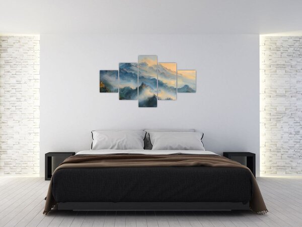 Obraz - Malowany górski krajobraz (125x70 cm)