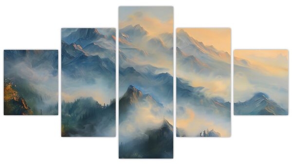 Obraz - Malowany górski krajobraz (125x70 cm)