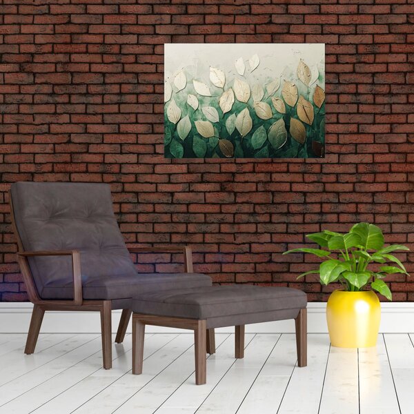 Obraz - Złoto-zielone liście (70x50 cm)