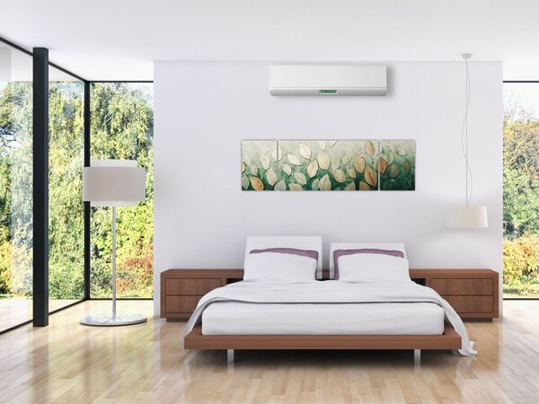 Obraz - Złoto-zielone liście (170x50 cm)