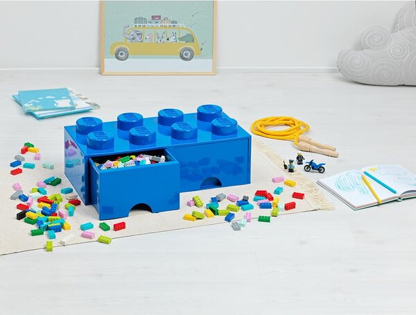 Niebieski pojemnik z szufladką LEGO®, 31x16 cm