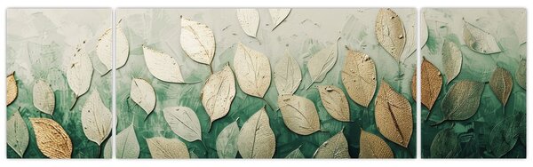 Obraz - Złoto-zielone liście (170x50 cm)