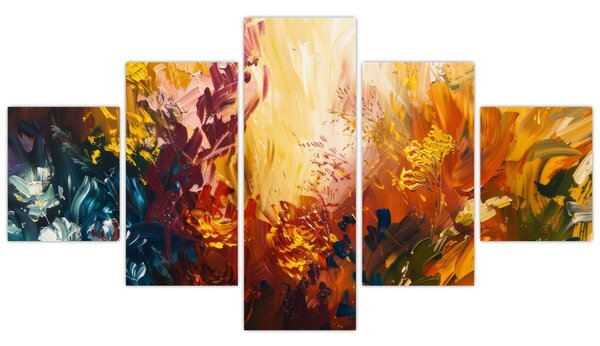 Obraz - Abstrakcyjny obraz kwiatów (125x70 cm)
