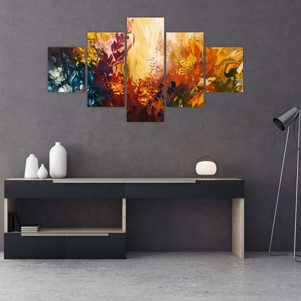 Obraz - Abstrakcyjny obraz kwiatów (125x70 cm)