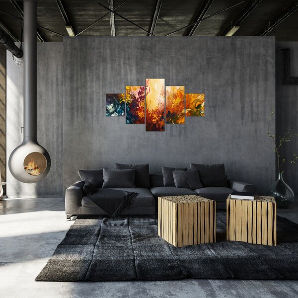 Obraz - Abstrakcyjny obraz kwiatów (125x70 cm)