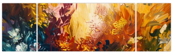 Obraz - Abstrakcyjny obraz kwiatów (170x50 cm)
